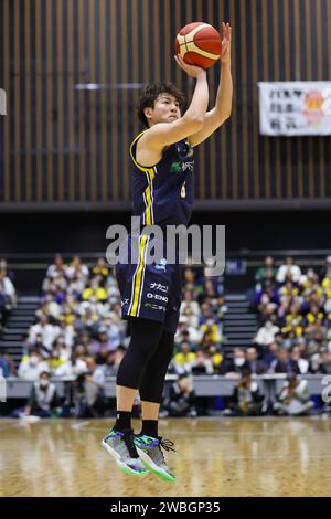 Yokohama Budokan, Kanagawa, Japan. Januar 2024. Makoto Hiejima (Brex), 10. JANUAR 2024: Basketball: Das 99. Emperor's Cup Basketball 2023-24 Viertelfinale zwischen Yokohama B-Corsairs und Utsunomiya Brex in Yokohama Budokan, Kanagawa, Japan. Quelle: Yohei Osada/AFLO SPORT/Alamy Live News Stockfoto