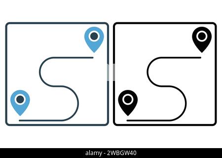 Straßenkarten-Symbol. Symbol für Reiseplanung und Roadtrips. Symbolstil durchgehend. Elementabbildung Stock Vektor