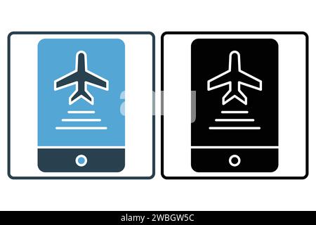 Symbol für mobile Bordkarte. Symbol für elektronische Tickets. Symbolstil durchgehend. Elementabbildung Stock Vektor