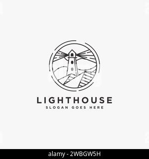 Simple Line Art Lighthouse-Logo-Symbol Stock Vektor
