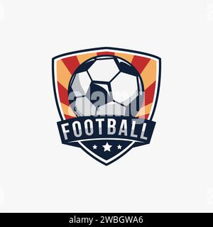 Grundlegendes Schild Emblem Abzeichen Dichtung Fußball-Logo-Vektorvorlage auf weißem Hintergrund Stock Vektor