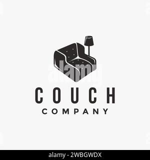 Komfortable Couch Logo Symbol Vektorvorlage, Innendesign Logo auf weißem Hintergrund Stock Vektor