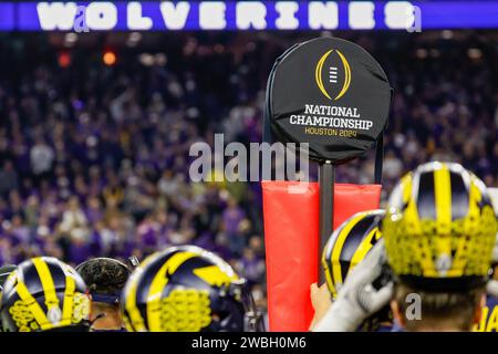 Houston, TX, USA. Januar 2024. Michigan Wolverines während des College Football Playoff National Championship Spiels zwischen den Michigan Wolverines und den Washington Huskies im NRG Stadium in Houston, Texas. Darren Lee/CSM/Alamy Live News Stockfoto