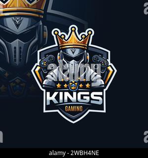 Design des king E-Sports Gaming Maskottchens Stock Vektor