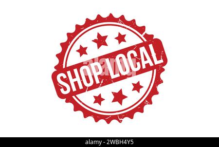 Lokale Briefmarken Anzeigen. Red Shop Local Rubber Grunge Stamp Stock Vektor