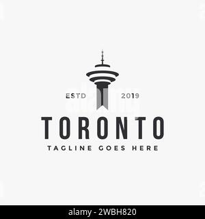 CN Tower, Toronto Tower Logo Symbol Vektorvorlage auf weißem Hintergrund Stock Vektor