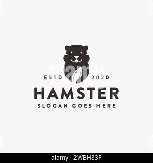 Einfache Hamster- und Wassermelonensamen Snack-Logo-Vorlage auf weißem Hintergrund Stock Vektor