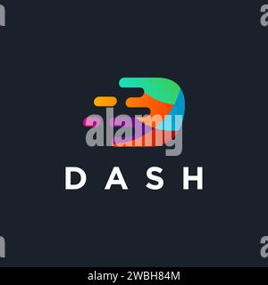 Anfangsbuchstabe D für die Vektorvorlage des digitalen Logo-Symbols auf dunklem Hintergrund Stock Vektor