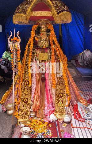 Lokale Götter, Lokale Devtas, Lokale Gottheiten, Mega Festival, Dussehra Festivals, Dhalpur Ground, Kullu, Kulu, Himachal Pradesh, Indien, Asien, indische Festivals Stockfoto