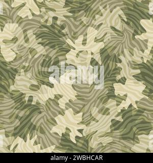 Wunderschönes nahtloses Camouflage-Zebramuster. Vorlage mit Textildruck Stock Vektor