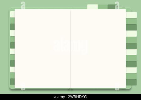 Notizbuch mit Spiralbindern, Zeitschriftenmockup-Vorlage mit weißem Papier. Leeres Modell für Notizblock-Planer. Notizbuch mit geschlossenem leerem und geöffnetem Blatt Stockfoto
