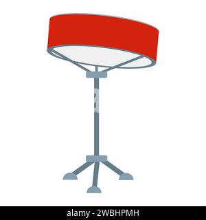 Moderne, flache Bauweise der Standtrommel. Vektor flache Art Illustration von Musikgeräten. Musikalisches Percussion-Instrument isoliert auf weißem Hintergrund. De Stock Vektor