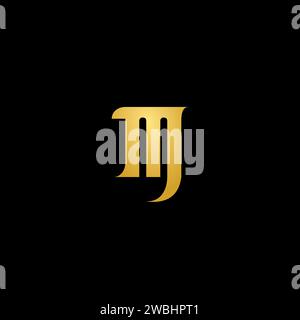 MJ Logo Simple Design in Goldfarbe. MJ-Symbol Stock Vektor