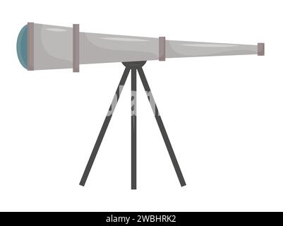 Abbildung des Teleskops. Symbol für die Astronomie des flachen Vektors auf weißem Hintergrund. Stockfoto