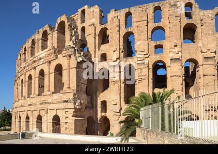 Die Ruinen des antiken römischen Amphitheaters in El-Jem. Das größte kolosseum Nordafrikas. Gouvernement Mahdia, Tunesien Stockfoto