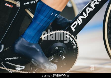 Apeldoorn, Niederlande. Januar 2024. Foto von Alex Whitehead/SWpix.com - 10/01/2024 - Radfahren - UEC Track Elite Europameisterschaft 2024 - Omnisport, Apeldoorn, Niederlande - Miche Components, Italien. Quelle: SWpix/Alamy Live News Stockfoto