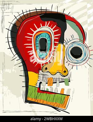 Dia de los Muertos Karte Schädel, abstrakte Kunst bunte Vektorkarte Stock Vektor