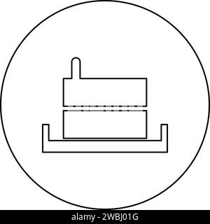 Mühlstein manuell alte Steinmühle Mehl Produktion Mahlkorn mit Griffhalter Symbol im Kreis rund schwarz Farbe Vektor Illustration Bild Umriss Stock Vektor