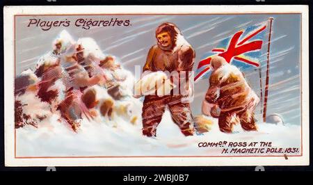 Commander Ross am Nordmagnetpol - Vintage Zigarettenkarte Illustration Stockfoto