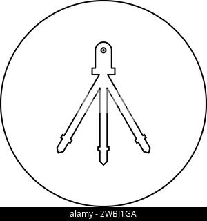 Laser Level Tool Measure Building on Stativ Engineering Equipment Device for Builder Construction Tool icon in kreisrunden schwarzen Farbvektor Stock Vektor