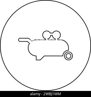 Luftkompressor pneumatisches Symbol im Kreis rund schwarz Farbe Vektor Illustration Bild Umriss Kontur Linie dünn Stil einfach Stock Vektor