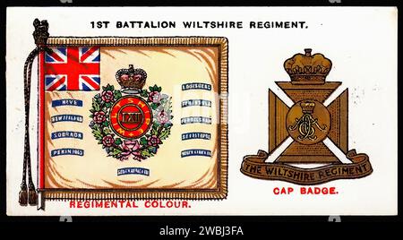 1. Bataillon Wiltshire Regiment - Vintage Zigarettenkarte Illustration Stockfoto