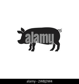 Pig Silhouette Logo Farm Animal Vektor Design und Illustration. Stock Vektor