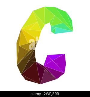 Polygonales C-Logo. Mosaik des Alphabets. Dreiecke, Buchstaben aus geometrischen Formen. Stock Vektor