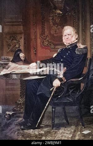 Winfield Scott (* 13. 1786 in Laurel Branch bei Petersburg, Dinwiddie County, Virginia, verstorben am 29. Juni. Mai 1866 in West Point, Orange County, New York) war ein US-amerikanischer General, Diplomat und Politiker, nach einem Gemälde von Alonzo Chappel (1828–1878), Historisch, digital restaurierte Reproduktion von einer Vorlage aus dem 19. Jahrhundert, Datum nicht angegeben Stockfoto