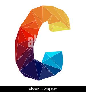 Polygonales C-Logo. Mosaik des Alphabets. Dreiecke, Buchstaben aus geometrischen Formen. Stock Vektor
