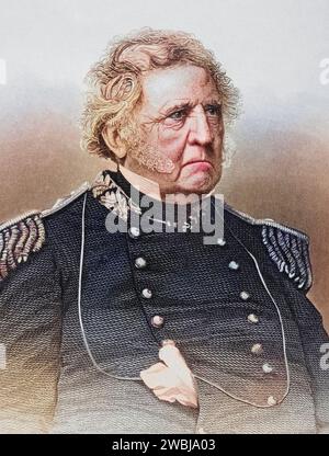 Winfield Scott (* 13. 1786 in Laurel Branch bei Petersburg, Dinwiddie County, Virginia, verstorben am 29. Juni. Mai 1866 in West Point, Orange County, New York) war ein US-amerikanischer General, Diplomat und Politiker, Historisch, digital restaurierte Reproduktion von einer Vorlage aus dem 19. Jahrhundert, Datum nicht angegeben Stockfoto