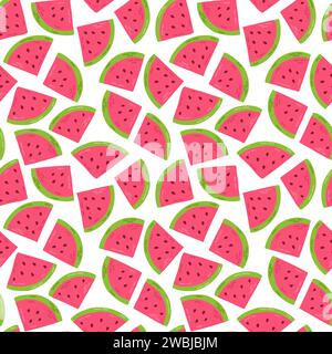 Sommerfrucht mit süßer Wassermelone. Handgezeichnete flache Zeichentrickelemente. Vektorabbildung Stock Vektor