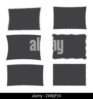 Setzen Sie gezackte rechteckige Papierränder, Rahmen scharfe Silshouette auf weißem Hintergrund. Sticker grunge, Stumpf. Vektorabbildung Stock Vektor