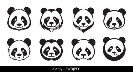 Panda-Symbol, Panda-Logo abstrakte Design-Vektor-Vorlage negativer Raum-Stil. Wild Animal Zoo Logotype Bear Concept Icon. Stock Vektor