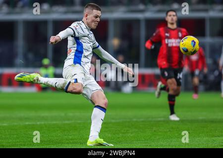 Mailand, Italien. Januar 2024. Emil Holm aus Atalanta BC wurde 2023/24 beim Fußballspiel Coppa Italia zwischen AC Milan und Atalanta BC im San Siro Stadium in Aktion gesehen. ENDERGEBNIS : Mailand 1 | 2 Atalanta Credit: SOPA Images Limited/Alamy Live News Stockfoto