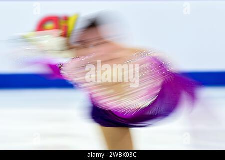 Regina SCHERMANN (HUN), während des Women Short Program, bei der ISU Europameisterschaft 2024, in der Algiris Arena, am 11. Januar 2024 in Kaunas, Litauen. Quelle: Raniero Corbelletti/AFLO/Alamy Live News Stockfoto