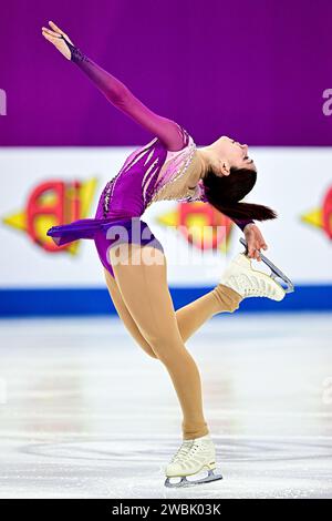 Regina SCHERMANN (HUN), während des Women Short Program, bei der ISU Europameisterschaft 2024, in der Algiris Arena, am 11. Januar 2024 in Kaunas, Litauen. Quelle: Raniero Corbelletti/AFLO/Alamy Live News Stockfoto