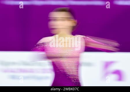 Regina SCHERMANN (HUN), während des Women Short Program, bei der ISU Europameisterschaft 2024, in der Algiris Arena, am 11. Januar 2024 in Kaunas, Litauen. Quelle: Raniero Corbelletti/AFLO/Alamy Live News Stockfoto