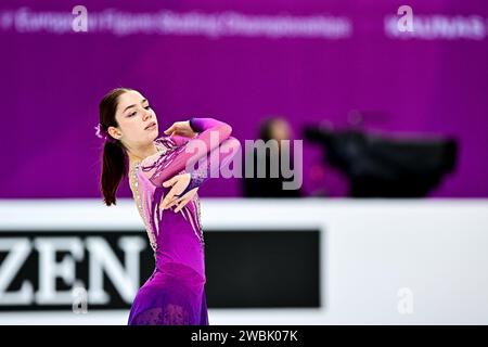 Regina SCHERMANN (HUN), während des Women Short Program, bei der ISU Europameisterschaft 2024, in der Algiris Arena, am 11. Januar 2024 in Kaunas, Litauen. Quelle: Raniero Corbelletti/AFLO/Alamy Live News Stockfoto