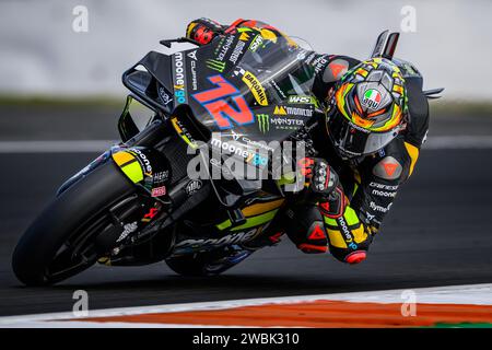 Italienische MotoGP Rider Nr. 12 Marco Bezzechi Training beim Test 2024 mit dem LCR Honda Team auf der Strecke von Valencia. Stockfoto