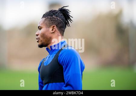 Oliva, Spanien. Januar 2024. Gent's Gift Emmanuel Orban, fotografiert während des Wintertrainings der belgischen Fußballmannschaft KAA Gent, in Oliva, Spanien, Donnerstag, den 11. Januar 2024. BELGA FOTO JASPER JACOBS Credit: Belga News Agency/Alamy Live News Stockfoto