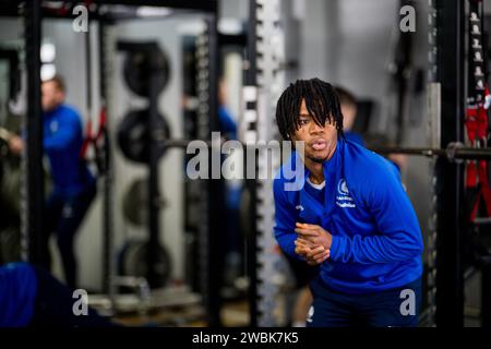 Oliva, Spanien. Januar 2024. Gent's Gift Emmanuel Orban in Aktion während des Wintertrainings der belgischen Fußballmannschaft KAA Gent in Oliva, Spanien, am Donnerstag, den 11. Januar 2024. BELGA FOTO JASPER JACOBS Credit: Belga News Agency/Alamy Live News Stockfoto