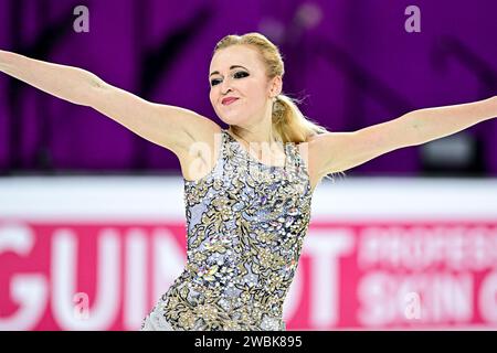 Antonina DUBININA (SRB), während des Women Short Program, bei der ISU Europameisterschaft 2024, in der Algiris Arena, am 11. Januar 2024 in Kaunas, Litauen. Quelle: Raniero Corbelletti/AFLO/Alamy Live News Stockfoto