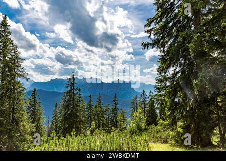 Blick vom Predigstuhl auf die Berchtesgadener Alpen, Lattengebirge, Bad Reichenhall, Bayern, Deutschland, Europa Stockfoto