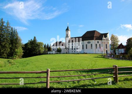 Wallfahrtskirche zum Geißelten Erlöser an der wies, wies, Wieskirche, bei Steingaden, Pfaffenwinkel, Oberbayern, Bayern, Deutschland Stockfoto