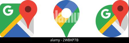 Google Maps beliebte App für Symbolkarten. Vektor. Stock Vektor