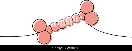 Hundespielzeug eine Linie farbige, durchgehende Zeichnung. Tierzubehör, Tierspielzeug liefert durchgehende einzeilige Illustration. Vektorabbildung. Stock Vektor