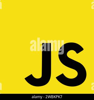 Satz der beliebtesten Logos für Skript- und Programmiersprachen. Codierungssprache JS JavaScript Vektorlogo. Stock Vektor