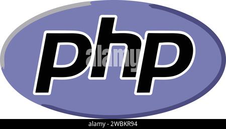 Satz der beliebtesten Logos für Skript- und Programmiersprachen. Codierungssprache PHP-Vektor-Logo. Stock Vektor