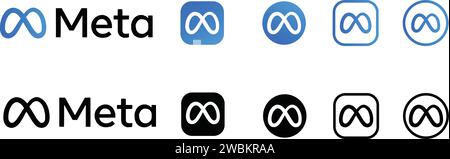 Meta-Symbol-Logo-Vektorsatz. Unternehmen für Social-Media-Technologie. Logo-Symbol für App-Zeichen. Stock Vektor